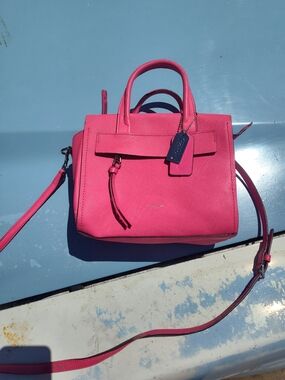 Coach Pink Leather Satchel with Detachable Crossbody Strap